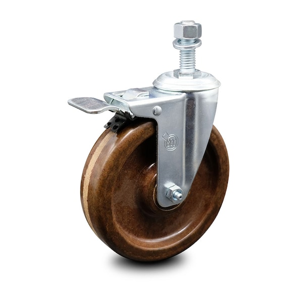 6 Inch High Temp Phenolic Swivel 12mm Stem Caster with Total Lock Brake SCC
